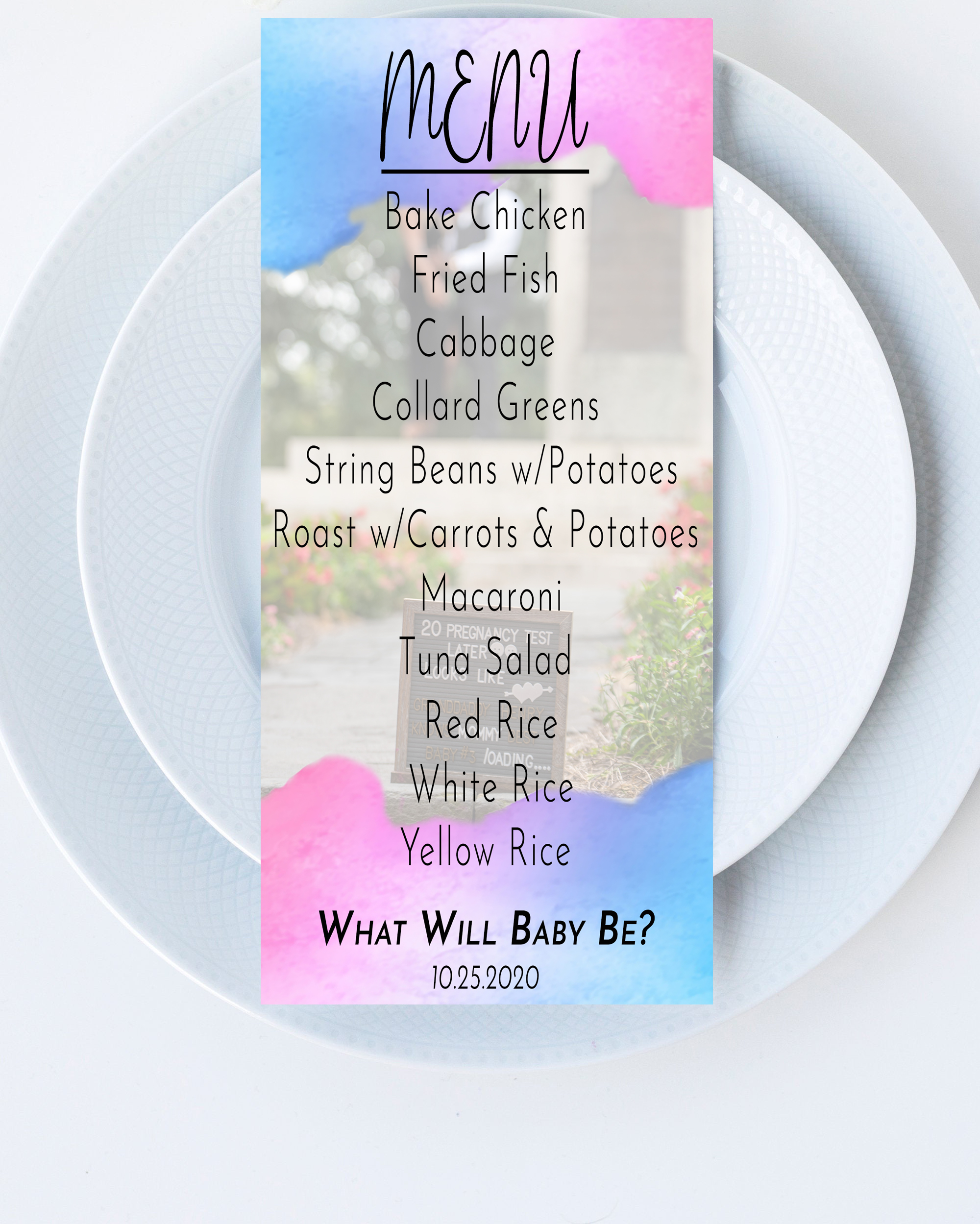 genderrevealplacesettingmenucard Crafted With Paper Designs